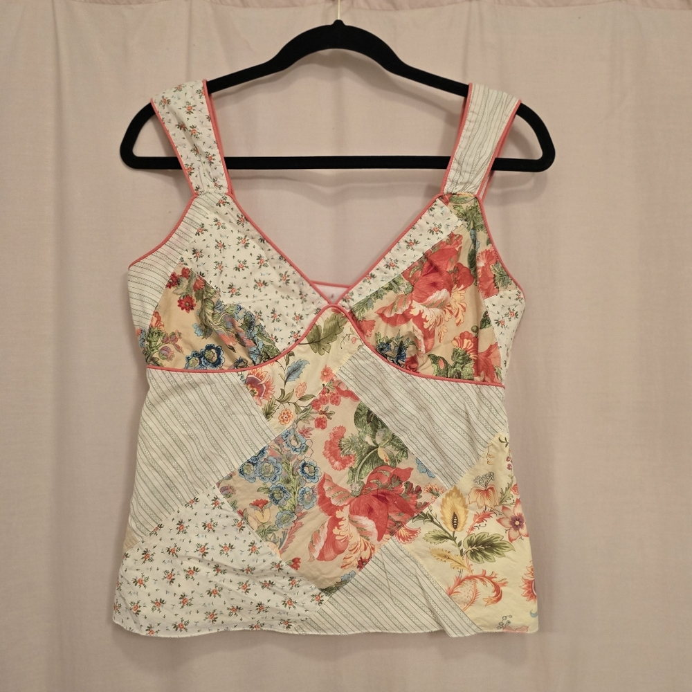 Floral Quilted Jacket with Coral Trim